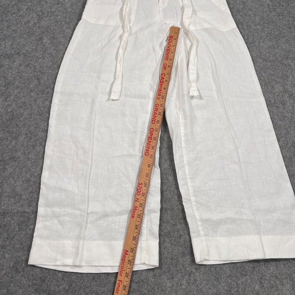 NWT Cynthia Rowley‎ White Linen Wide Leg Tie Waist Paperbag Pants Women's Size 8 - Picture 2 of 8